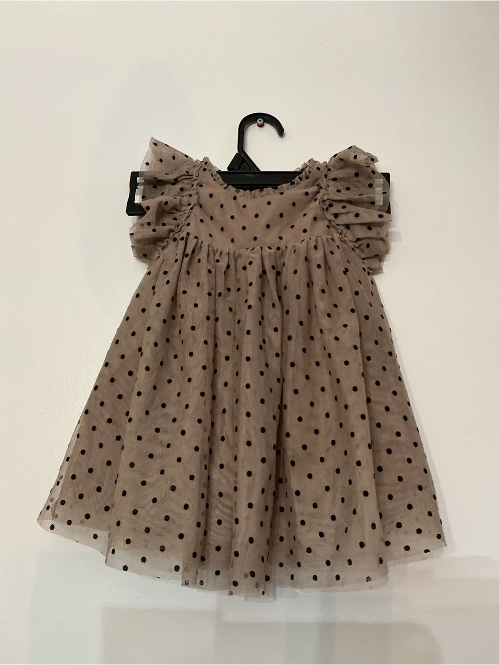 GAP Taupe Polka Dot Tulle Dress with Black Dots